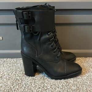 Tory Burch Brooke Black Combat Booties, Size 8